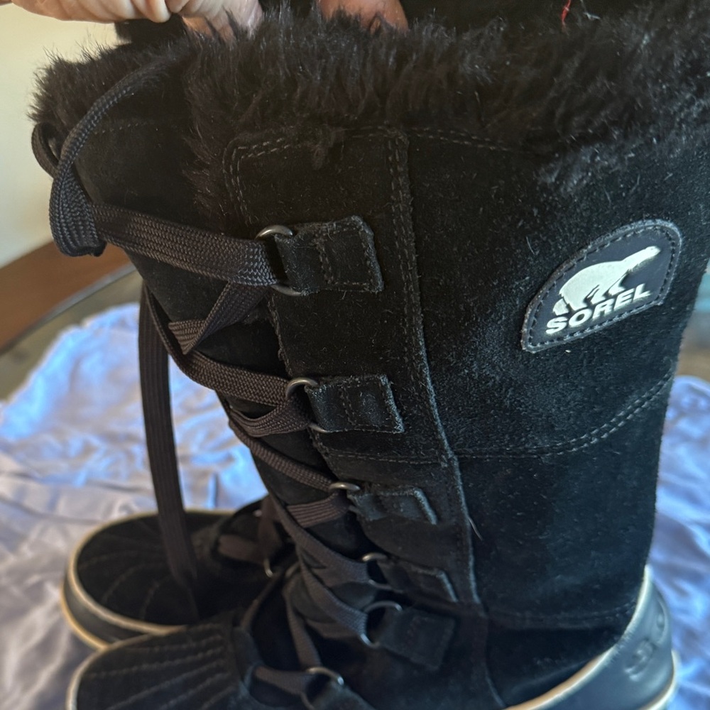 Sorel Boots Womens Black Leather Tivoli Nl 2093-010 Suede Faux Fur See Pic 7 View 3